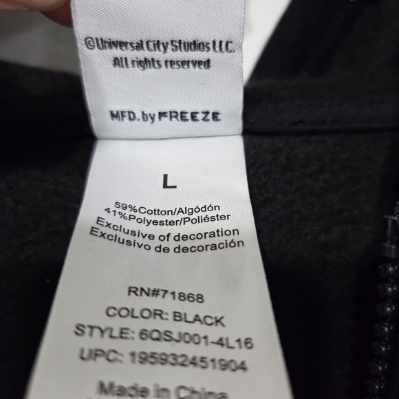 WICKED Hoodie Womens Large Black Embroidered Licensed Sweatshirt Zip - Picture 2 of 7